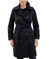 London Fog Women's Double-Breasted Hooded Trench Coat, Created for Macy's