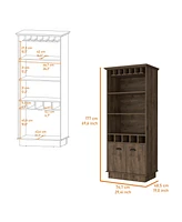 Fm Furniture Sophia Bar Cabinet with Glassware Rack and Five Bottle Racks