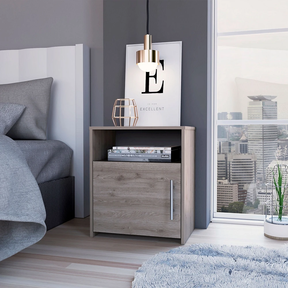 Fm Furniture Bristol Nightstand, One Cabinet, Top surface