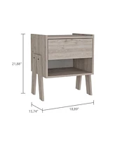 Fm Furniture Hyacinth Nightstand, One Drawer, Open Shelf