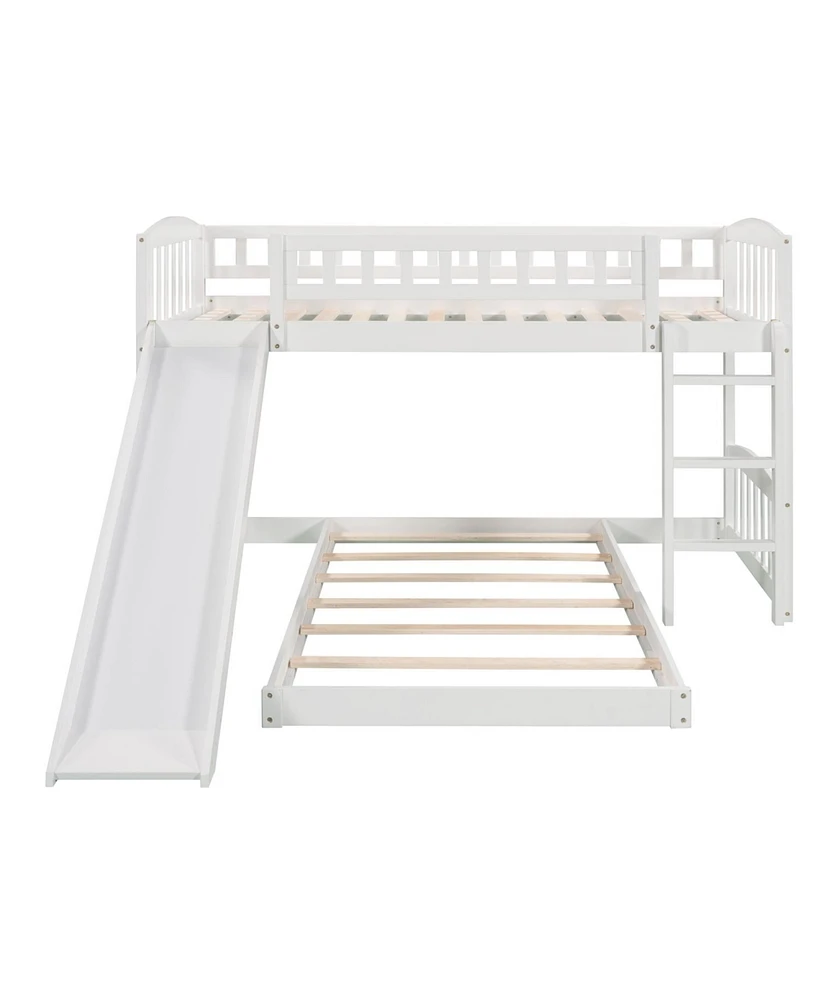 Simplie Fun Twin Over Twin Bunk Bed With Slide And Ladder