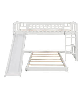 Streamdale Furniture Twin Over Twin Bunk Bed With Slide And Ladder