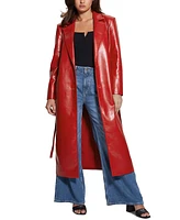 Guess Women's Faux-Leather Belted Trench Coat