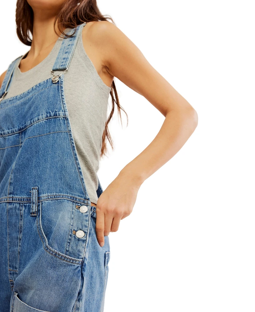 Free People Women's Way Back Cotton Denim Utility Overalls