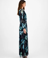 Anne Klein Women's Long-Sleeve Twist-Front Maxi Dress