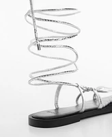 Mango Women's Metallic Snake Sandals