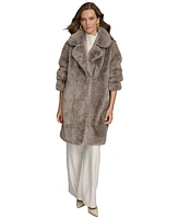 Donna Karan New York Women's Notched-Collar Faux-Fur Coat