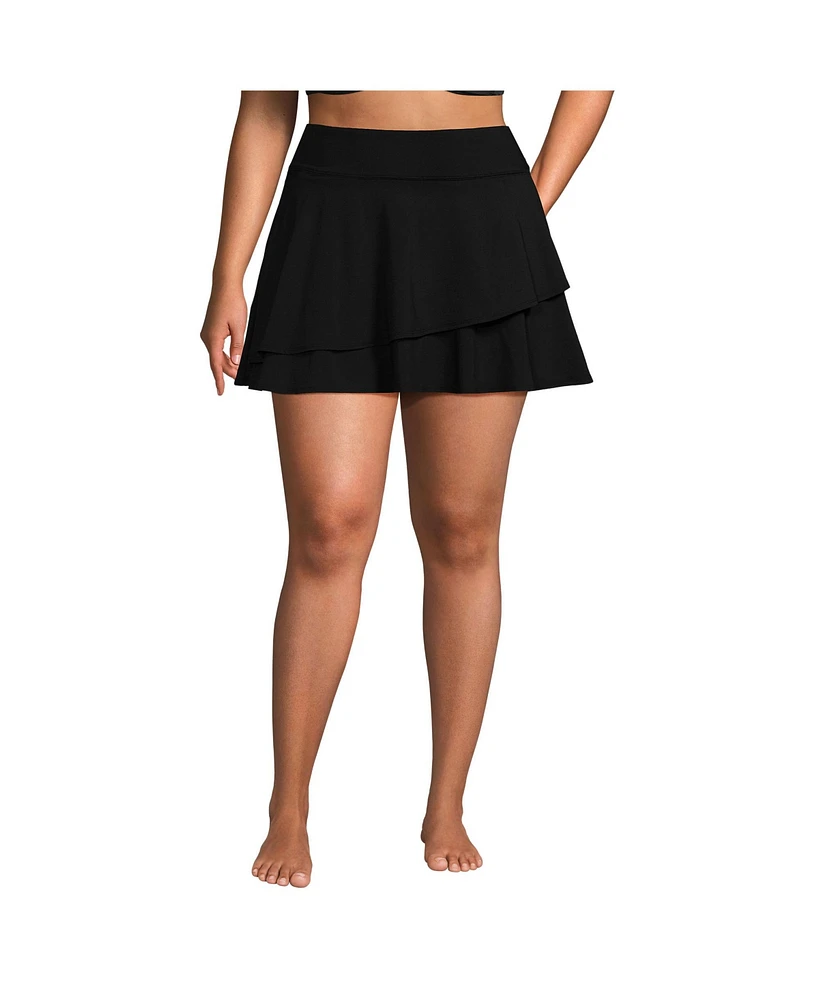 Lands' End Plus Chlorine Resistant High Waisted Tulip Hem Swim Skort Bottoms