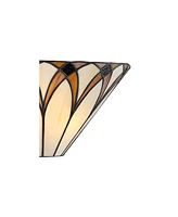 Filton Tiffany Style Wall Light Sconce Bronze Hardwired 12 1/4" Wide Fixture Brown White Art Glass Shade for Bedroom Bathroom Bedside Living Room Home