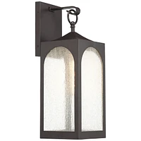 Tyne Modern Outdoor Wall Light Fixture Bronze Steel Lantern 20 1/2" Clear Seedy Glass Panels for Exterior House Porch Patio Outside Deck Garage Yard F