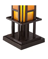 Prairie Style Mission Rustic Pillar Accent Table Lamp Bronze Iron Column Hand