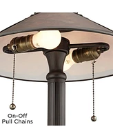 Mica Collection Mission Tiffany Style Desk Table Lamp 18 1/2" High Rustic Oil Rubbed Bronze Natural Mica Shade Decor for Bedroom House Bedside Nightst