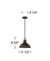 Possini Euro Design Verndale Bronze Dome Mini Pendant Light 11 1/2" Wide Farmhouse Industrial Rustic Urban Barn Fixture Dining Room House Entryway Bed