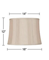 Taupe Medium Softback Round Lamp Shade 14" Top x 16" Bottom x 12" High (Spider) Replacement with Harp and Finial - Spring crest