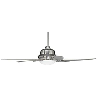 Casa Vieja 52" Capri Modern Indoor Ceiling Fan with Led Light Remote Control Brushed Nickel Silver White Opal Glass for Living Kitchen House Bedroom F