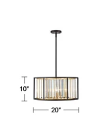 Possini Euro Design Brenna Bronze Gold Small Pendant Chandelier 20" Wide Modern Clear Crystal Drum Shade 5-Light Fixture Dining Room House Foyer Entry