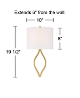 Possini Euro Design Sian Modern Wall Sconce Lighting Warm Brass Hardwired 19 1/2" High Fixture Half Moon Linen Shaped Shade for Bedroom Bedside Living