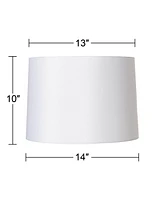 White Fabric Medium Hardback Lamp Shade 13" Top x 14" Bottom x 10" High (Spider) Replacement with Harp and Finial - Springcrest