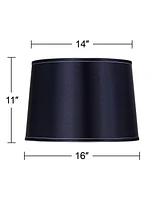 Sydnee Navy with Silver Trim Medium Drum Lamp Shade 14" Top x 16" Bottom x 11" Slant (Spider) Replacement with Harp and Finial - Spring crest