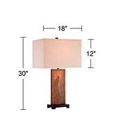 Yukon Industrial Rustic Table Lamp 30" Tall Natural Slate Stone Beige Rectangular Box Shade for Bedroom Living Room House Bedside Nightstand Home Offi