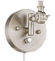 Mendes Modern Industrial Adjustable Swing Arm Wall Lamps with Cord Set of 2 Brushed Nickel Plug In Light Fixture Dimmable Metal Shade Bedroom Bedside