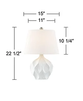 Dobbs Mid Century Modern Accent Table Lamp 22 1/2" High White Glaze Geometric Ceramic Tapered Oval Shade for Bedroom Living Room House Home Bedside Ni