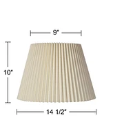 Set of 2 Drum Lamp Shades Ivory Knife Pleat Medium 8" Top x 14.5" Bottom x 10" High Spider with Replacement Harp and Finial Fitting - Spring crest