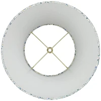Hardback Pleated Empire Lamp Shade Blue White Floral Medium 8" Top x 13" Bottom x 11" Slant x 10.75" High Spider with Replacement Harp and Finial Fitt