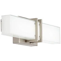 Exeter Modern Wall Lights Set of 2 Brushed Nickel Silver Hardwired 4.5" Led Fixture White Rectangular Glass Shade for Bedroom Bathroom Vanity Living R