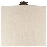 Paget Coastal Tropical Style Accent Table Lamp 23.75" High Pineapple Brown Oatmeal Fabric Tapered Drum Shade Decor for Living Room Bedroom Beach House