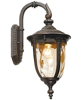 Bellagio European Outdoor Carriage Light Fixture Bronze Metal 16 1/2" Hammered Glass Wall Sconce for Exterior House Porch Patio Outside Deck Garage Ya