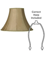 Earthen Gold Large Round Bell Lamp Shade 8" Top x 18" Bottom x 12" Height x 13" Slant (Spider) Replacement with Harp and Finial - Springcrest