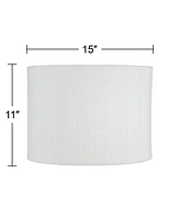 White Plastic Weave Medium Drum Lamp Shade 15" Top x 15" Bottom x 11" High (Spider) Replacement with Harp and Finial - Springcrest