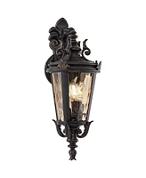 Casa Marseille European Outdoor Wall Light Fixture Bronze Scroll 21 3/4" Champagne Hammered Glass for Exterior House Porch Patio Outside Deck Garage F