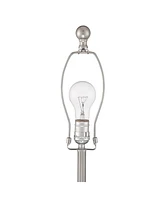 Trotter Modern Table Lamps 23.75" High Set of 2 with Dimmable Usb and Ac Power Outlet Brushed Nickel White Fabric Cylinder Living Room Desk Bedroom Ho