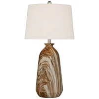 Carlton Modern Rustic Southwestern Table Lamps 28" Tall Set of 2 Swirling Brown Faux Marble White Tapered Drum Shades for Living Room Bedroom House Be