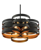 Possini Euro Design Zia Black Gold Metal Hanging Chandelier Lighting 25.50" Wide Modern Industrial 6-Light Fixture for Dining Room House Home Foyer Ki