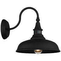 Gough Rustic Industrial Farmhouse Outdoor Barn Light Fixture Set of 2 Texturized Black Dusk To Dawn Motion Sensor Dark Sky 12 1/2" for Exterior House