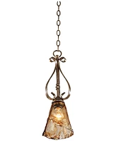 Franklin Iron Works Amber Scroll Golden Bronze Mini Pendant Lighting Fixture 6" Wide Farmhouse Rustic Art Glass for Dining Room Living House Home Foye