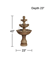 Arosco Modern Rustic Outdoor Floor Water Fountain with Light Led 43" High 3