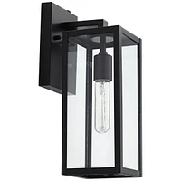 Titan Modern Industrial Dusk to Dawn Outdoor Wall Light Fixture Mystic Black 14" Clear Glass Damp Rated for Exterior House Porch Patio Outside Deck Ga