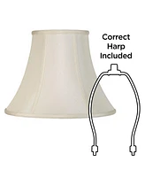 Creme Medium Bell Lamp Shade 7" Top x 14" Bottom x 11" Slant x 10.5" High (Spider) Replacement with Harp and Finial - Imperial Shade