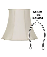 Creme Medium Bell Cut Corner Lamp Shade 10" Top x 16" Bottom x 14" Slant x 13.5" High (Spider) Replacement with Harp and Finial - Imperial Shade