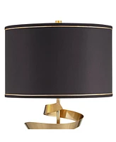 Twist Modern Table Lamp 31" Tall Sculptural Brass Gold Metal Marble Black Drum Shade with Gold Liner Decor Bedroom Living Room Nightstand Bedside Nigh