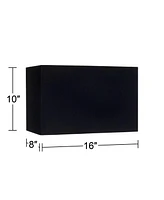 Black Medium Rectangular Hardback Lamp Shade 16" Wide x 8" Deep x 10" High (Spider) Replacement with Harp and Finial - Springcrest