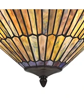 Robert Louis Tiffany Peacock Glass Bronze Tiffany Style Pendant Chandelier 20" Wide Stained Glass 3-Light Fixture for Dining Room House Foyer Entryway