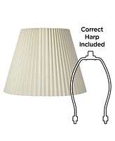 Ivory Pleated Large Lamp Shade 11" Top x 19" Bottom x 14.25" High x 14.5" Slant (Spider) Replacement with Harp and Finial - Springcrest