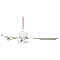 Possini Euro Design 56" Vengeance Modern Indoor Ceiling Fan 3 Blade Led Light Remote Control Chrome Finish Silver Blades Bedroom Living Room Kitchen D