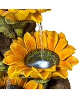 Garden Fairy with Sunflowers Outdoor Floor Cascading Water Fountain 26" High with Led Light for Garden Patio Backyard Deck Home Lawn Porch House Relax