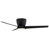 Casa Vieja 52" Auria Modern Outdoor 3 Blade Hugger Ceiling Fan with Dimmable Led Light Remote Control Matte Black Opal Glass Damp Rated for Patio Exte